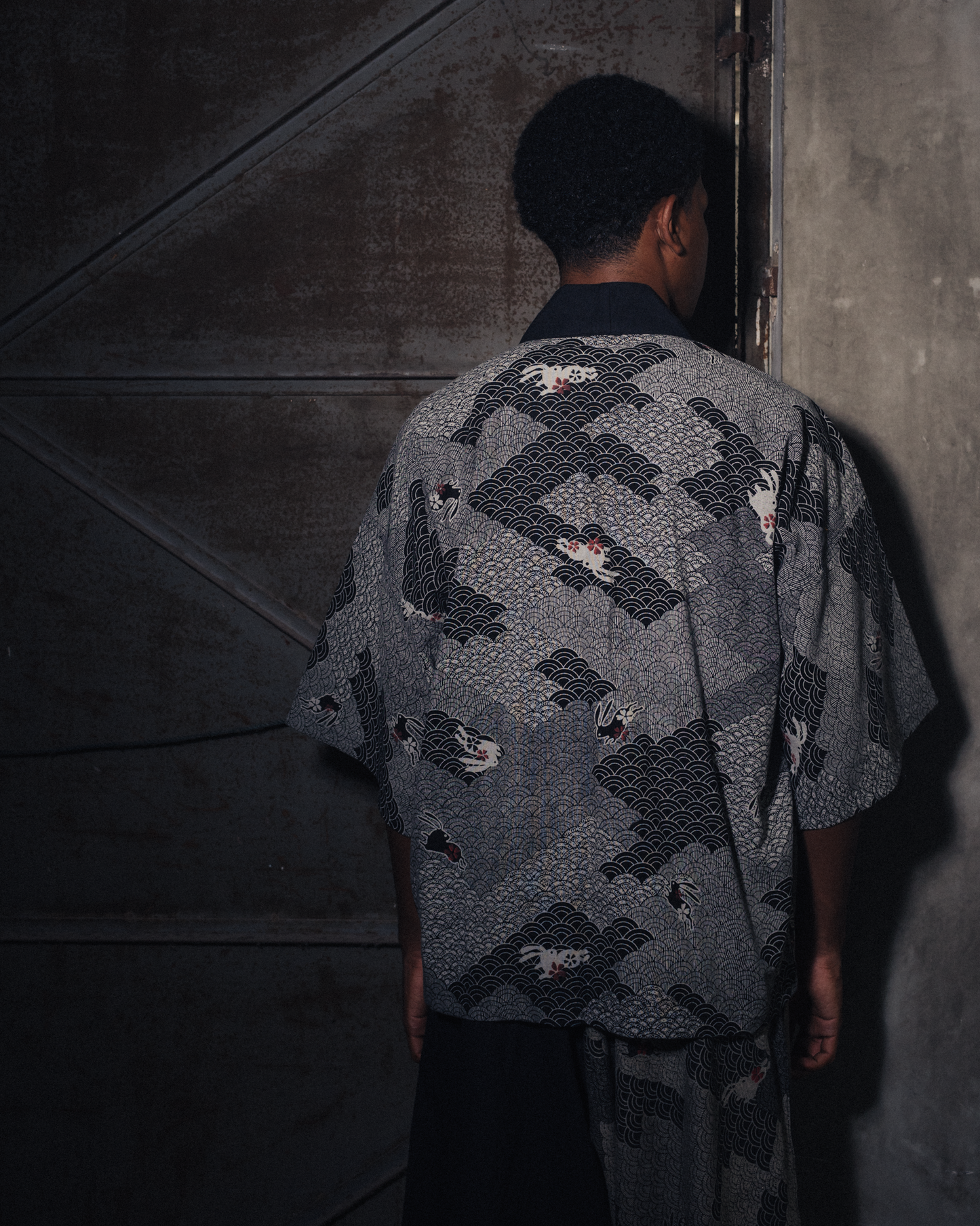 Bunny On Cloud In Black Kimono (Unisex)