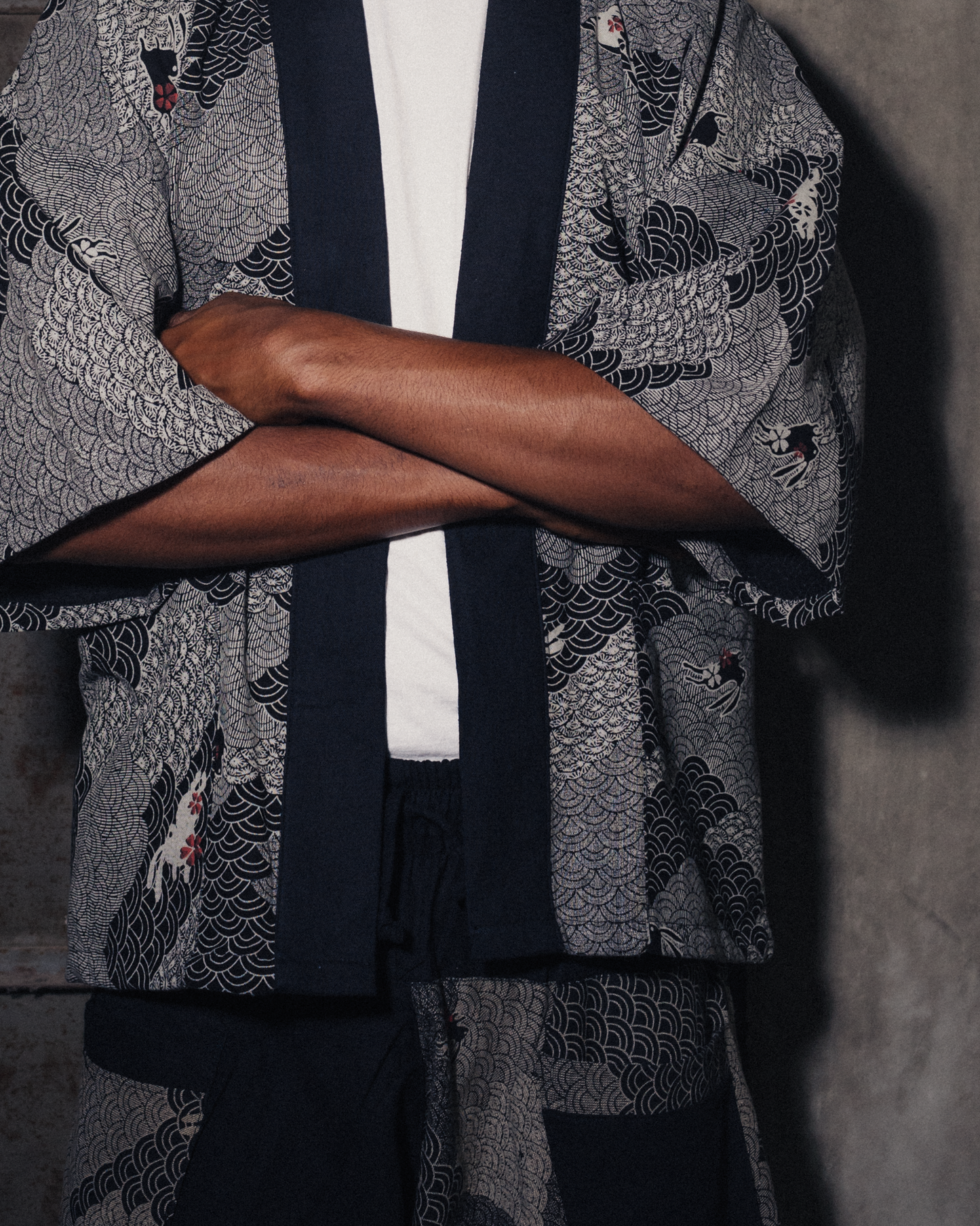 Bunny On Cloud In Black Kimono (Unisex)
