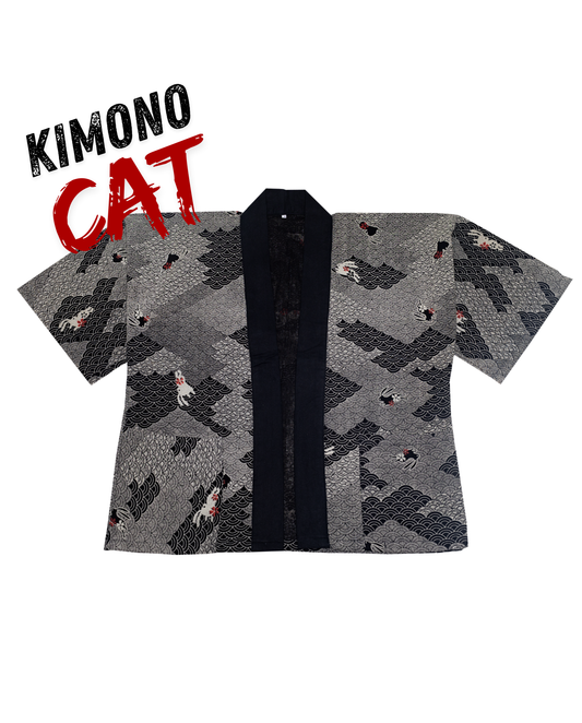 Bunny On Cloud In Black Kimono (Unisex)
