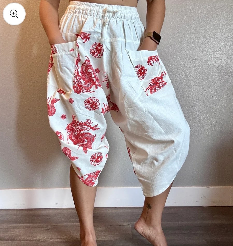 Red Dragon in White Pants (Unisex)