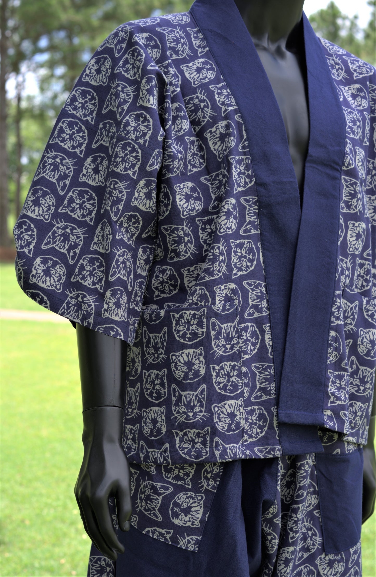 Neko Cat in Navy Blue Kimono