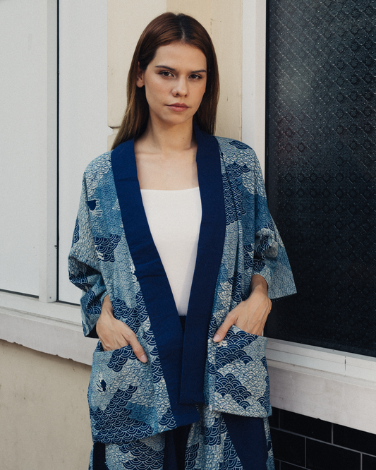 Bunny on cloud in Blue Kimono (Unisex)