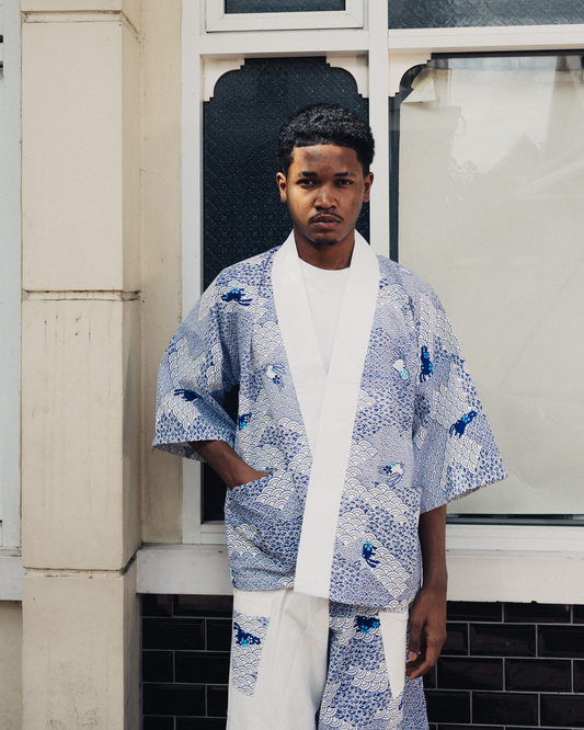 Bunny on cloud in White Kimono (Unisex)