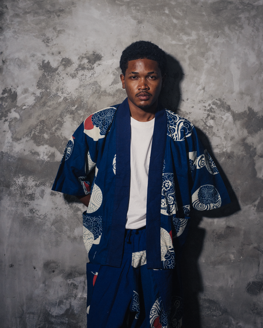 Asahi Japanese Rising Sun in Blue Kimono (Unisex)